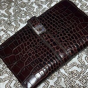 Brighton Dark Brown Croc-Embossed Wallet